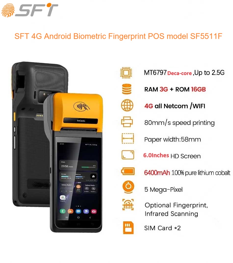 4G Android fingerprint POS