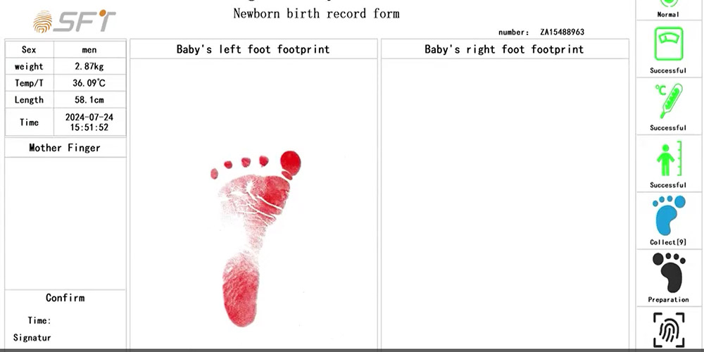 Hospital Infant ID Footprints system